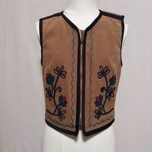 Vintage Sharon Young beaded embroidered vest size small